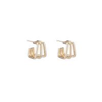 Brass Stud Earring, 14K gold plated, for woman, 15x15.50mm, 5Pairs/Lot, Sold By Lot