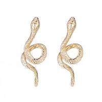 Brass Stud Earring, Snake, 14K gold plated, for woman, 11x31mm, 5Pairs/Lot, Sold By Lot