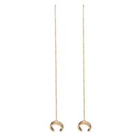 Brass Thread Through Earrings, 14K gold plated, micro pave cubic zirconia & for woman, 12x100mm, 5Pairs/Lot, Sold By Lot
