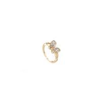 Cubic Zirconia Micro Pave Brass Ring Butterfly 14K gold plated Adjustable & micro pave cubic zirconia & for woman Inner Approx 16.5mm Sold By Lot