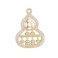 Cubic Zirconia Micro Pave Brass Pendant, Calabash, 14K gold plated, micro pave cubic zirconia & for woman, 16x23mm, 5PCs/Lot, Sold By Lot