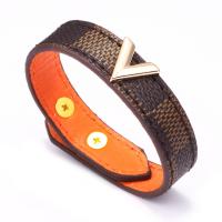 Bracelets cordon PU, cuir PU, avec alliage de zinc, normes différentes pour le choix & pour femme, plus de couleurs à choisir, Vendu par PC