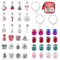 Children DIY String Beads Set Crystal with Zinc Alloy Christmas Design & enamel multi-colored Length Approx 6.3 Inch Sold By Set