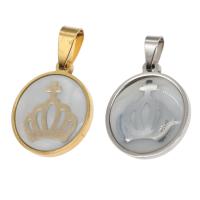 Stainless Steel Pendants with Shell Round crown design Sold By PC