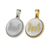 Stainless Steel Pendants, with Shell, Round, more colors for choice, 23x20x4mm, Sold By PC
