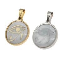 Stainless Steel Pendants, with Shell, Round, more colors for choice, 23x20x3mm, Sold By PC