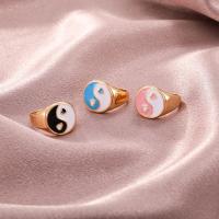 Cink Alloy Finger Ring, pozlaćen, modni nakit & Tai Ji & za žene & emajl, više boja za izbor, Prodano By PC