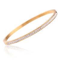 Stainless Steel Bangle, plated, fashion jewelry & for woman & with rhinestone, more colors for choice, Sold By PC