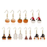 Tibetan Style Drop Earring, epoxy gel, Halloween Jewelry Gift & for woman, more colors for choice, nickel, lead & cadmium free, Sold By Pair