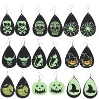 PU Leather Drop Earring Halloween Jewelry Gift & for woman & luminated Sold By Pair