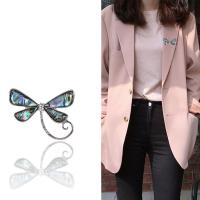 Zinc Alloy Brooches with Abalone Shell Butterfly for woman & with rhinestone silver color Sold By PC