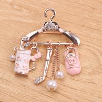 Zinc Alloy Brooches with Rhinestone Hanger plated enamel pink nickel lead & cadmium free Sold By PC