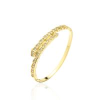 Brass Cuff Bangle, 18K gold plated, Adjustable & micro pave cubic zirconia & for woman, 58mm, Sold By PC