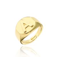 Brass Finger Ring, 18K gold plated, Adjustable & different designs for choice & with letter pattern & for woman, 11x8mm, Sold By PC