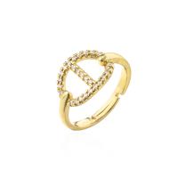 Cúbicos Circonia Micro Pave anillo de latón, metal, 18K chapado en oro, Ajustable & micro arcilla de zirconia cúbica & para mujer & hueco, 11mm, Vendido por UD