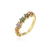 Cubic Zirconia Micro Pave Brass Ring, 18K gold plated, Adjustable & micro pave cubic zirconia & for woman, 5mm, Sold By PC