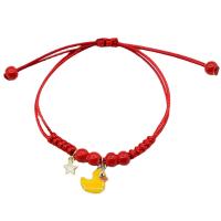 Fashion Create Wax Cord Bracelets, Tibetan Style, with Porcelain & Wax Cord, Adjustable & for woman, red, Length:Approx 7 Inch, 10PCs/Lot, Sold By Lot