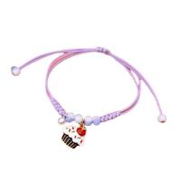 Fashion Create Wax Cord Bracelets, Tibetan Style, with Porcelain & Wax Cord, Adjustable & for woman & enamel, purple, Length:Approx 7 Inch, 10PCs/Lot, Sold By Lot