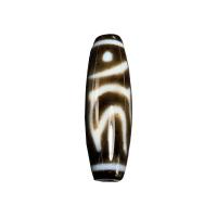 Natural Tibetan Agate Dzi Beads, Oval, Acalanatha & DIY & two tone, 12x38mm, Sold By PC
