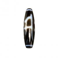 Natural Tibetan Agate Dzi Beads, Oval, Mahasthamaprapta & DIY & two tone, 12x38mm, Sold By PC