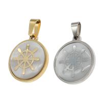 Stainless Steel Pendants, with Shell, Round, more colors for choice, 23x20x3mm, Sold By PC