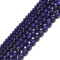 Perles Lapis Lazuli, Rond, poli, DIY, bleu, Vendu par 38 cm brin