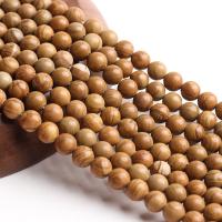 Perles de bois en pierre , pierre de grain, Rond, poli, DIY, Jaune, Vendu par 38 cm brin