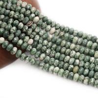 Green Spot Stone Beads, Άβακας, γυαλισμένο, DIY, πράσινος, 8x5mm, Sold Per 38 cm Strand