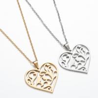 Stainless Steel Jewelry Necklace Heart plated fashion jewelry & with flower pattern & for woman Sold By PC