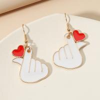 Zinc Alloy Drop Earrings plated fashion jewelry & for woman & enamel white Sold By Pair