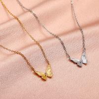 Brass Necklace, Butterfly, fashion jewelry & for woman & with cubic zirconia, more colors for choice, Sold By PC