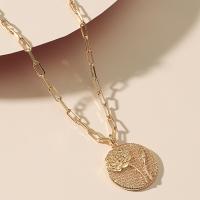 Tibetan Style Jewelry Necklace, plated, fashion jewelry & with flower pattern & for woman, golden, Sold By PC
