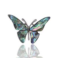 Zinc Alloy Brooches with Abalone Shell Butterfly silver color plated for woman & enamel silver color nickel lead & cadmium free Sold By PC