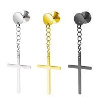 Stainless Steel Drop Earring Cross plated hypo allergic & Unisex 54mm Sold By Pair