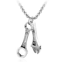 Titanstahl Halskette, mit Zinklegierung, Schraubenschlüssel, plattiert, unisex, Silberfarbe, frei von Nickel, Blei & Kadmium, 46x14mm, verkauft von PC