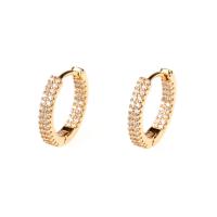 Brass Huggie Hoop Earring, gold color plated, fashion jewelry & micro pave cubic zirconia & for woman, nickel, lead & cadmium free, 3x16mm, Sold By Pair