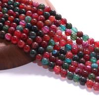 Perles agate veines de dragon naturelles, Rond, poli, DIY, couleurs mélangées, Vendu par 38 cm brin