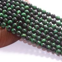 Tigerauge Perlen, rund, poliert, DIY, grün, verkauft per 38 cm Strang