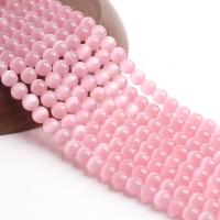 Cats Eye Jewelry Beads, Round, polished, DIY, pink, Sold Per 38 cm Strand