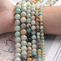 Perles amazonite, Rond, poli, DIY, couleurs mélangées, Vendu par 38 cm brin