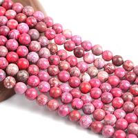Impression Jaspis Perle, rund, poliert, DIY, rosa Camouflage, verkauft per 38 cm Strang