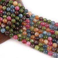 Turmalin Perle, rund, poliert, DIY, gemischte Farben, verkauft per 38 cm Strang