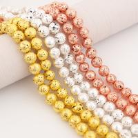 Natürliche Lava Perlen, rund, Galvanische Beschichtung, DIY, keine, 8mm, verkauft per 38 cm Strang