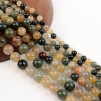 Rutilated Quarz Perle, rund, poliert, DIY, gemischte Farben, verkauft per 38 cm Strang