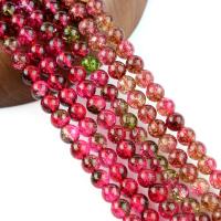Crackle Glass Beads, Crackle Quartz, Round, polished, DIY & imitation tourmaline, mixed colors, Sold Per 38 cm Strand