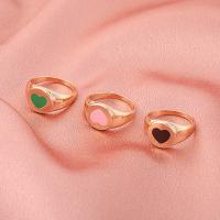 Zink Alloy Finger Ring, mode smycken & med hjärtmönster & för kvinna & emalj, fler färger för val, Säljs av PC