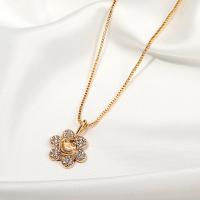 Zinc Alloy Jewelry Necklace Sunflower plated fashion jewelry & for woman & with cubic zirconia golden Sold By PC
