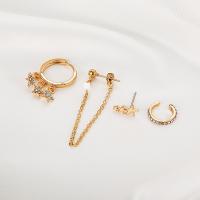 Zinc Alloy Earring Set plated 4 pieces & fashion jewelry & for woman & with cubic zirconia Sold By Set
