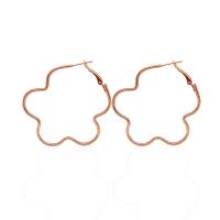Tibetan Style Hoop Earring, Flower, plated, for woman, more colors for choice, nickel, lead & cadmium free, 50mm, Sold By Pair
