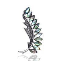 Zinc Alloy Brooches with Abalone Shell Leaf silver color plated for woman & enamel silver color Sold By PC